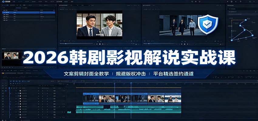 2026韩剧影视解说实战课:文案剪辑封面全教学,规避版权冲击平台精选签约通道-汇课新知资源网