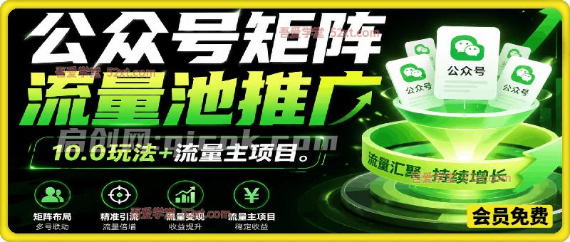 公众号矩阵流量池推广10.0实战玩法+流量主项目,搜一搜关键词排名、AI批量写文、多账号合规运营、流量主多元变现全体系教程-汇课新知资源网