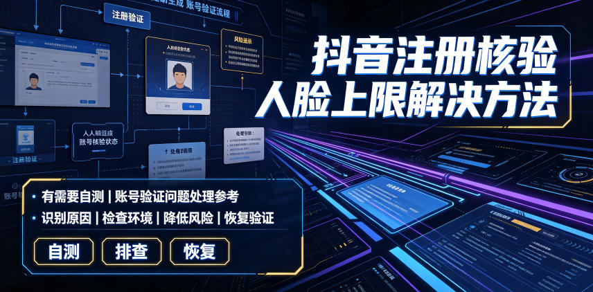 抖音注册核验人脸上限解决方法，有需要自测-汇课新知资源网