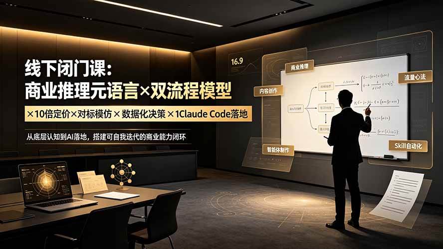 （19381期）线下闭门课：商业推理元语言×双流程模型×10倍定价×对标模仿×数据化决策×Claude Code落地，击穿认知盲区-汇课新知资源网