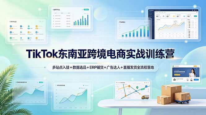 (19155期)TikTok东南亚跨境电商实战训练营:多站点入驻+数据选品+ERP铺货+广告达人+直播发货全流程落地-汇课新知资源网