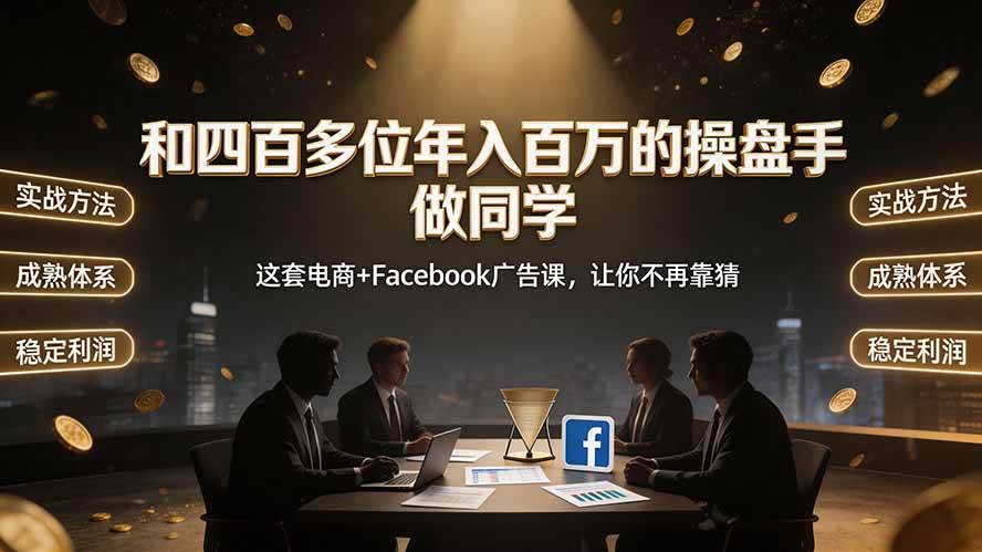 (19592期)和四百多位年入百万的操盘手做同学——这套电商+Facebook广告课,让你不再靠猜【原创双语字幕】-汇课新知资源网