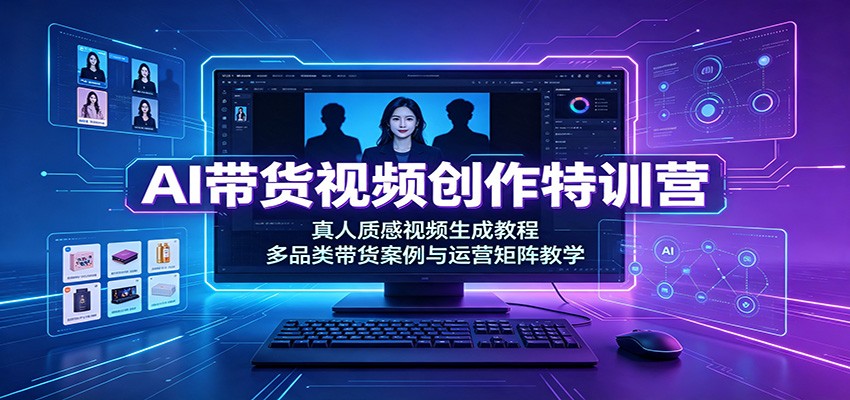 AI带货视频创作特训营:真人质感视频生成教程,多品类带货案例与运营矩阵教学-汇课新知资源网
