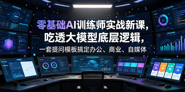 零基础AI训练师实战课,吃透大模型底层逻辑,一套提问模板搞定办公、商业、自媒体、设计、生活全场景AI落地应用-汇课新知资源网