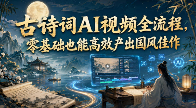 古诗词AI视频全流程，零基础也能高效产出国风佳作-汇课新知资源网