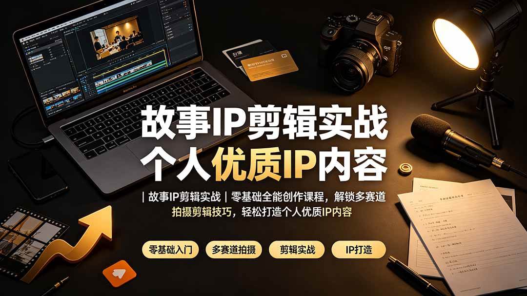 (19550期)故事IP剪辑实战|零基础全能创作课程,解锁多赛道拍摄剪辑技巧,轻松打造个人优质IP内容-汇课新知资源网