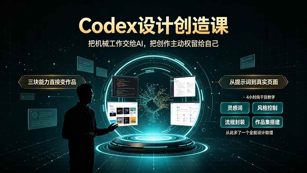 （19362期）Codex设计创造课-2期，小白也能掌握的Codex设计创造技巧，把机械工作交给AI，把创作主动权留给自己-汇课新知资源网