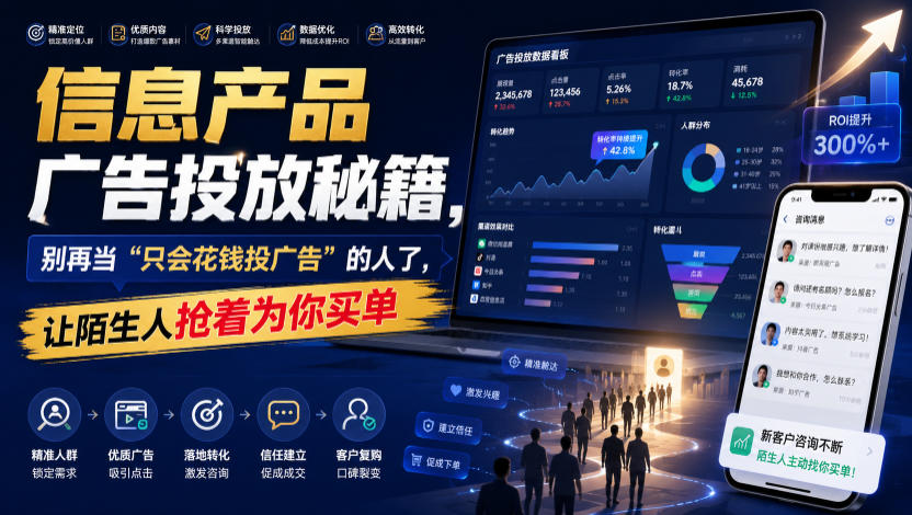 信息产品广告投放秘籍，别再当“只会花钱投广告”的人了，让陌生人抢着为你买单【原创双语字幕】-汇课新知资源网