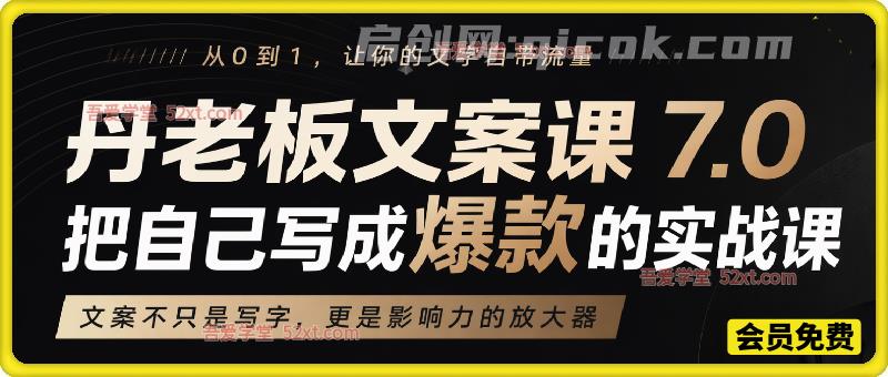 丹老板文案课 7.0:把自己写成爆款的实战课 丹老板文案课 7.0:把自己写成爆款的实战课