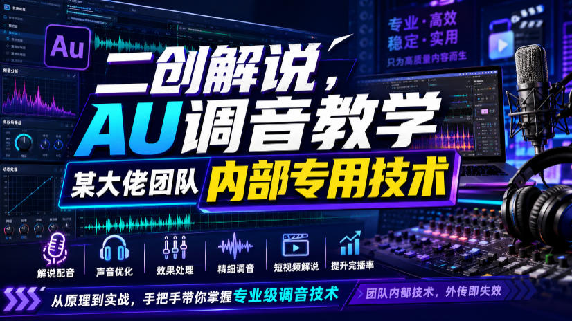二创解说AU调音教学，某大佬团队内部专用技术-汇课新知资源网