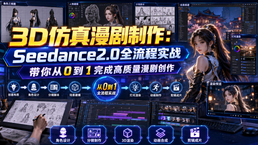 3D仿真漫剧制作：Seedance2.0全流程实战，带你从0到1完成高质量漫剧创作-汇课新知资源网