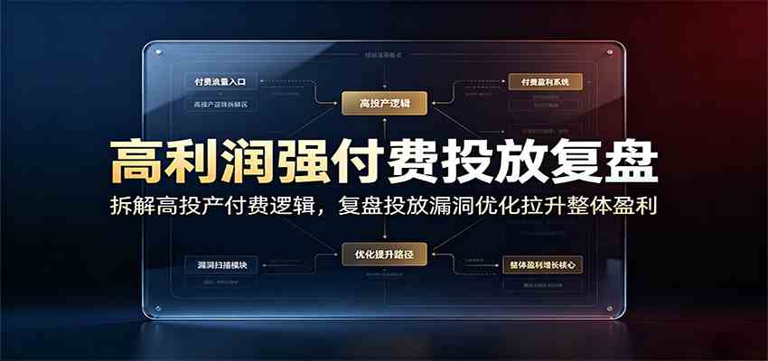 高利润强付费投放复盘:拆解高投产付费逻辑,复盘投放漏洞优化拉升整体盈利-汇课新知资源网