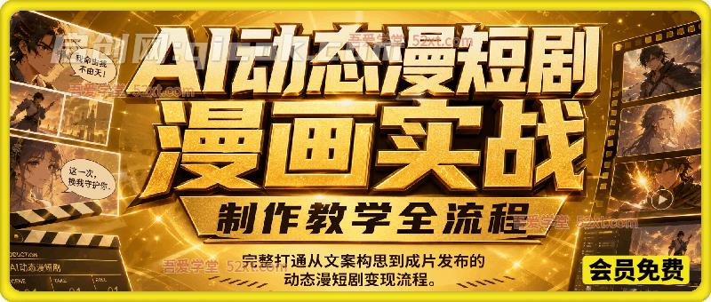 AI动态漫短剧、漫画实战、制作教学全流程,完整打通从文案构思到成片发布的动态漫短剧变现流程-汇课新知资源网
