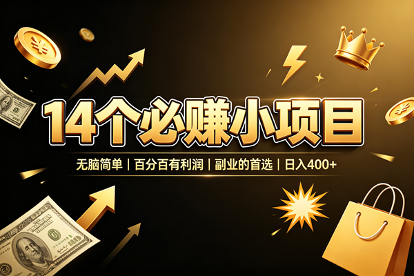 （19267期）14 个必赚小项目，无脑简单，百分百有利润，副业的首选，日入 400+-汇课新知资源网