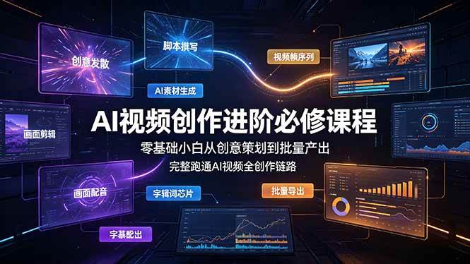 (19159期)AI视频创作进阶必修课程:零基础小白从创意策划到批量产出,完整跑通AI视频全创作链路-汇课新知资源网