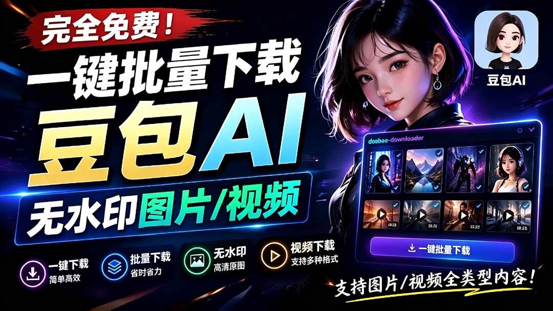 （19355期）Github最新发布！一键批量下载豆包AI无水印图片/视频，简单易用，自动解析提示词，doubao-downloader-汇课新知资源网
