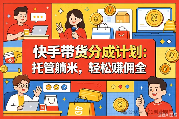 7月最新项目——快手带货分成计划：托管躺米，轻松赚佣金，社裙兔费橡木-汇课新知资源网