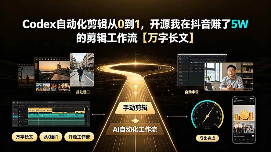 （19504期）Codex自动化剪辑从0到1，开源我在抖音赚了5W 的剪辑工作流【万字长文】-汇课新知资源网