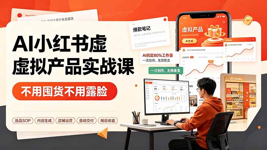（19314期）AI小红书虚拟产品实战课-更新：不用囤货不用露脸，AI搞定80%工作量，一次创作无限售卖睡后收益-汇课新知资源网
