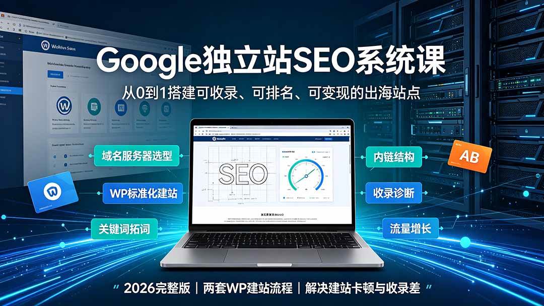 （19426期）Google独立站SEO-7月系统课：出海基建×WordPress建站×AI内容生产×站内外优化×Search Console×AdSense变现-汇课新知资源网