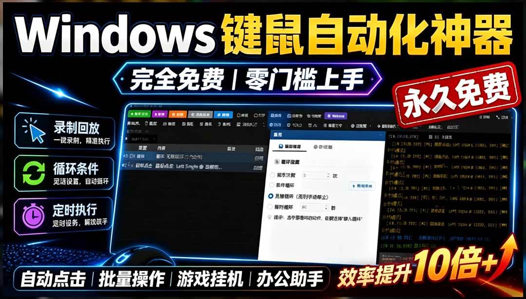 （19423期）专业Windows键鼠自动化工具，免费永久使用，告别重复操作，小白也能快速创建自动化脚本 点点精灵-汇课新知资源网