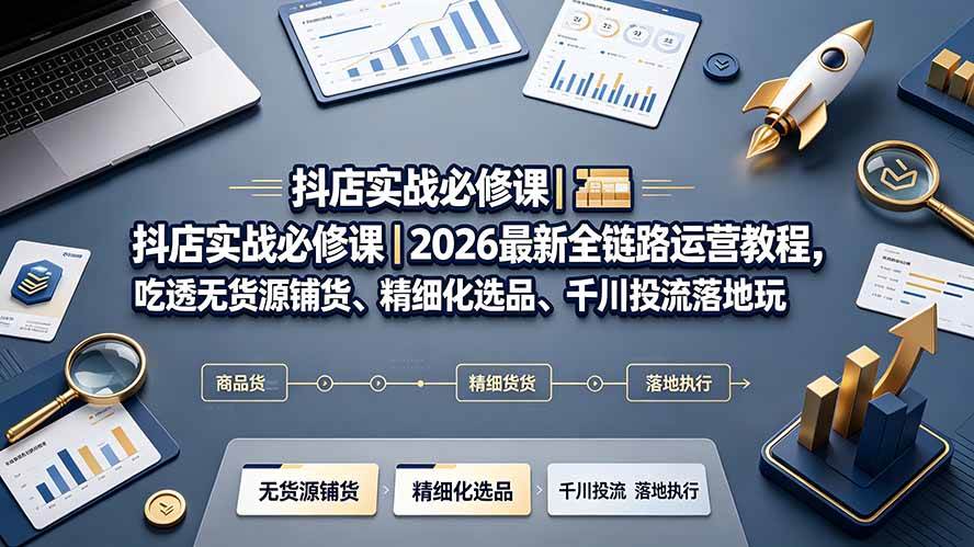 （19549期）抖店实战必修课｜2026最新全链路运营教程，吃透无货源铺货、精细化选品、千川投流落地玩法-汇课新知资源网