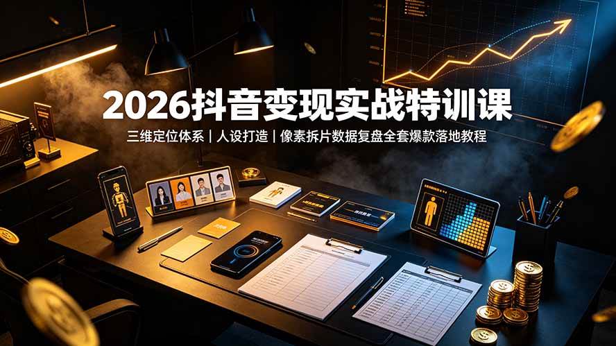 （19419期）2026抖音变现实战特训课：三维定位体系｜人设打造｜像素拆片数据复盘全套爆款落地教程-汇课新知资源网