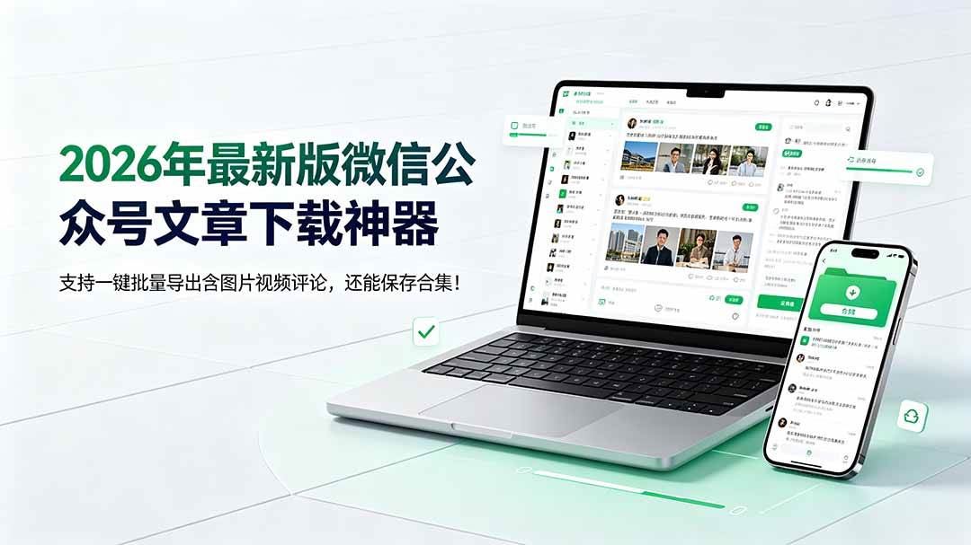 （19486期）2026年最新版微信公众号文章下载神器，支持一键批量导出含图片视频评论，还能保存合集！-汇课新知资源网