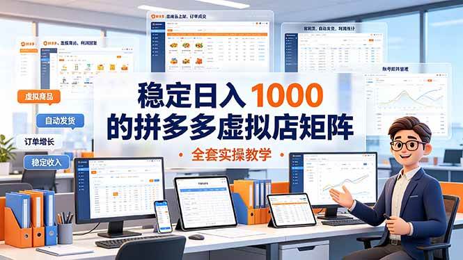 （19253期）稳定日入 1000 的拼多多虚拟店矩阵，全套实操教学-汇课新知资源网