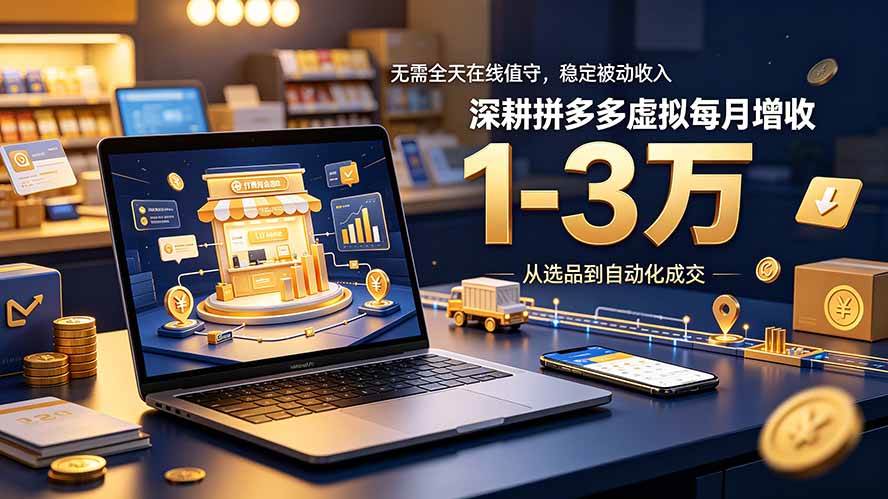 （19326期）无需全天在线值守，稳定被动收入，深耕拼多多虚拟每月增收 1-3 万-汇课新知资源网