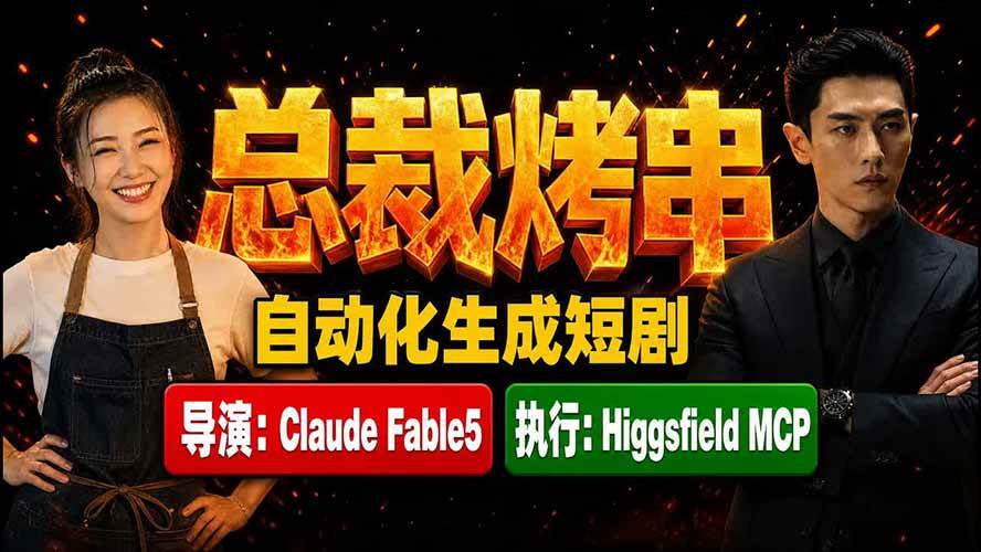 （19541期）《总裁烤串》真人短剧全自动诞生！Claude Fable5 当导演，Higgsfield MCP 执行！-汇课新知资源网