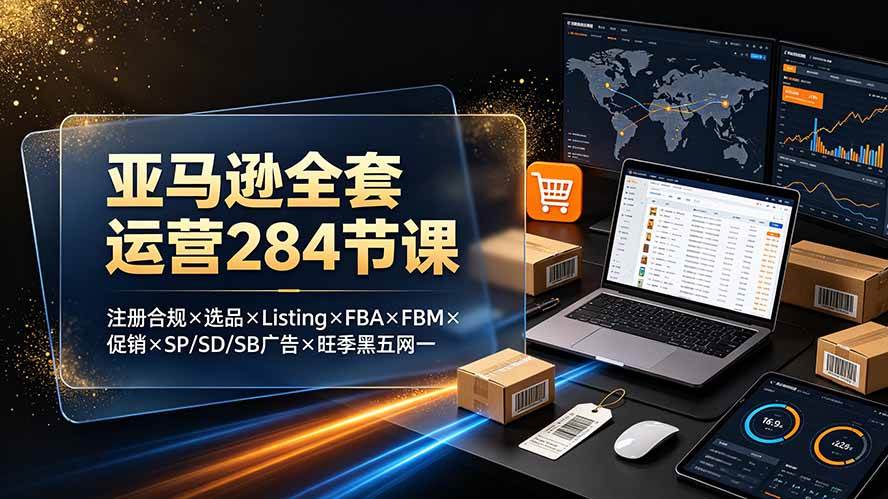 （19410期）亚马逊全套运营284节课：注册合规×选品×Listing×FBA×FBM×促销×SP/SD/SB广告×旺季黑五网一-汇课新知资源网