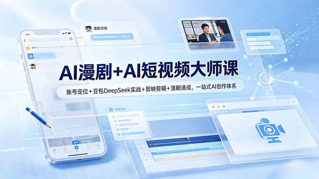 (19147期)AI漫剧+AI短视频大师课:账号定位+豆包DeepSeek实战+剪映剪辑+漫剧速成,一站式AI创作体系-汇课新知资源网