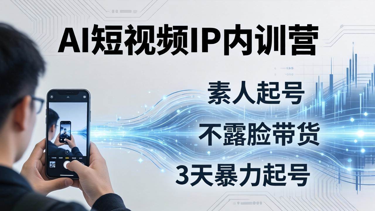 (19208期)2026AI短视频IP内训营-更新:从素人起号到不露脸带货,3天暴力起号全流程拆解-汇课新知资源网