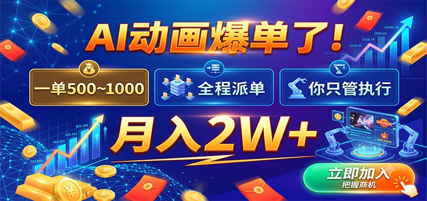 AI动画爆单了！一单500~1000，全程派单，你只管执行，月入2W+-汇课新知资源网
