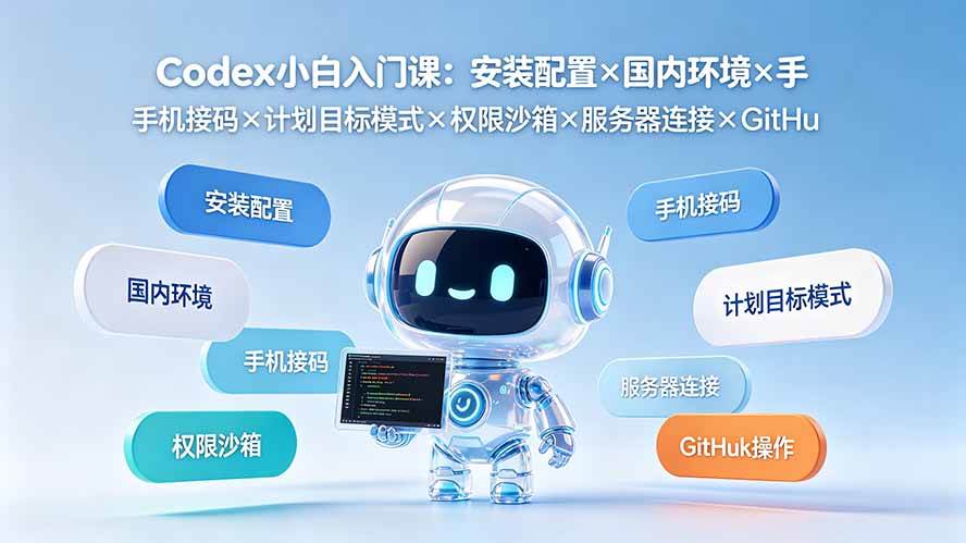 （19402期）Codex小白入门课：安装配置×国内环境×手机接码×计划目标模式×权限沙箱×服务器连接×GitHub操作-汇课新知资源网