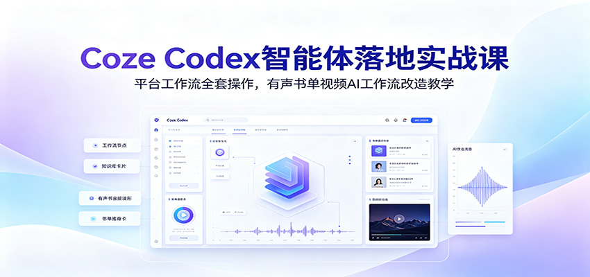 Coze Codex智能体落地实战课:平台工作流全套操作,有声书单视频AI工作流改造教学-汇课新知资源网