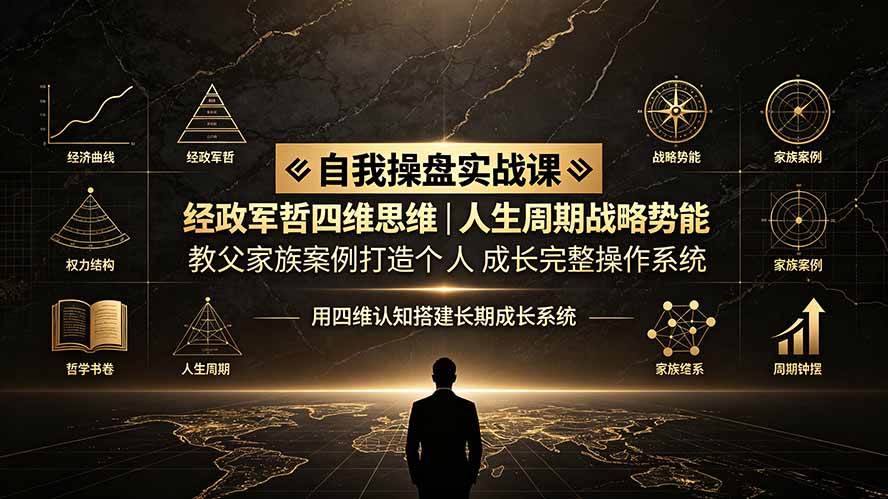 (19398期)自我操盘实战课:经政军哲四维思维|人生周期战略势能|教父家族案例打造个人成长完整操作系统-汇课新知资源网