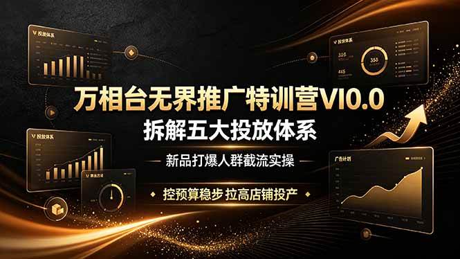 (19184期)万相台无界推广特训营VI0.0,拆解五大投放体系,新品打爆人群截流实操,控预算稳步拉高店铺投产-汇课新知资源网