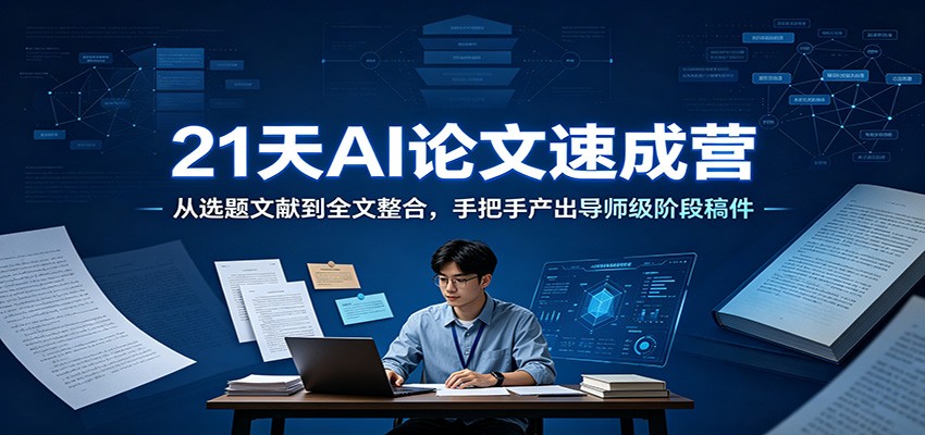 21天AI论文速成营:从选题文献到全文整合,手把手产出导师级阶段稿件-汇课新知资源网