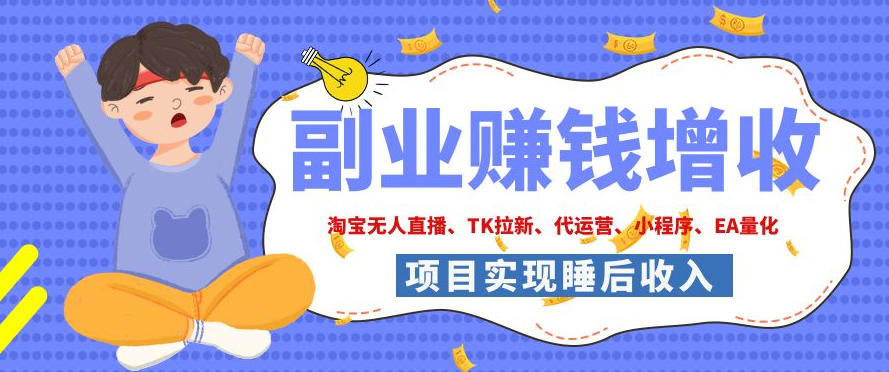 2026年多个真实落地副业项目，手把手带你搭建被动收入管道（淘宝无人直播、海外TK拉新、CSGO饰品交易、去水印小程序等）【揭秘】-汇课新知资源网