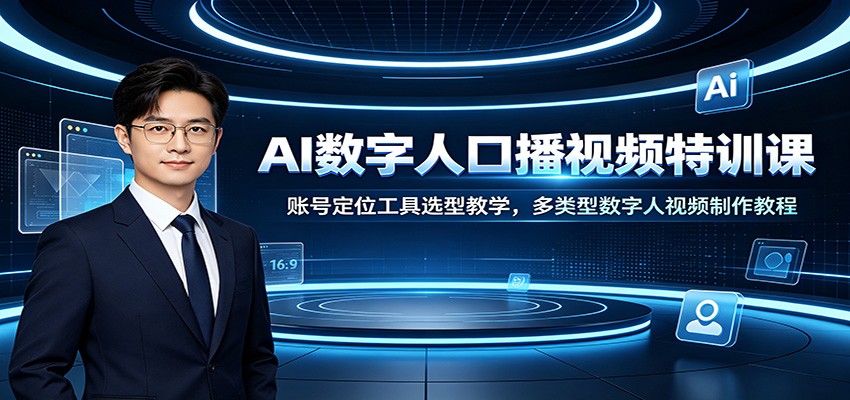 AI数字人口播视频特训课:账号定位工具选型教学,多类型数字人视频制作教程-汇课新知资源网