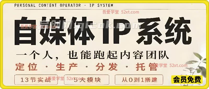 Codex自媒体IP系统实战课，一个人也能起跑内容团队-汇课新知资源网
