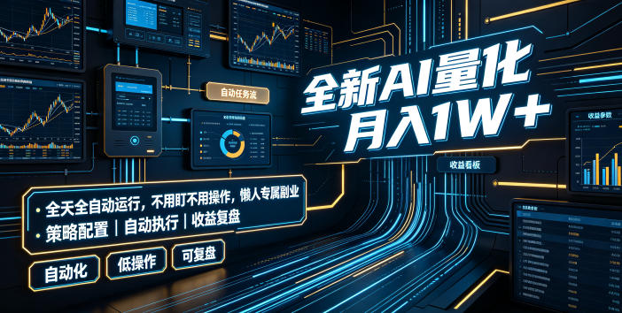 全新AI量化月入1W+，全天全自动运行，不用盯不用操作，懒人专属副业！【揭秘】-汇课新知资源网