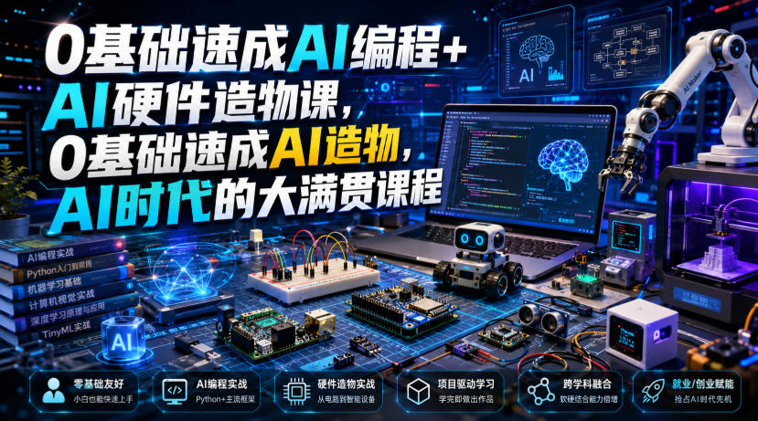 0基础速成AI编程+AI硬件造物课,0基础速成AI造物,AI时代的大满贯课程-汇课新知资源网