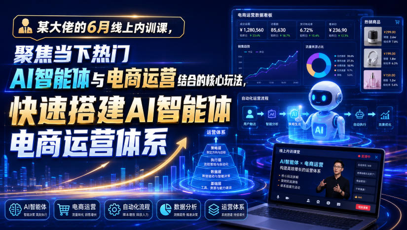 某大佬的6月线上内训课，聚焦当下热门AI智能体与电商运营结合的核心玩法，快速搭建AI智能体电商运营体系-汇课新知资源网