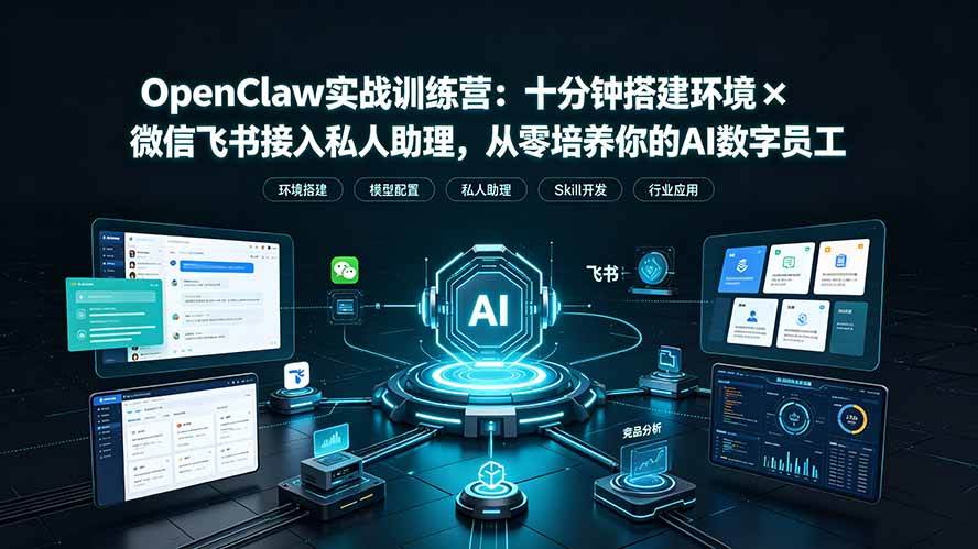 （19287期）OpenClaw实战特训营：十分钟搭建环境×微信飞书接入私人助理，从零培养你的AI数字员工-汇课新知资源网