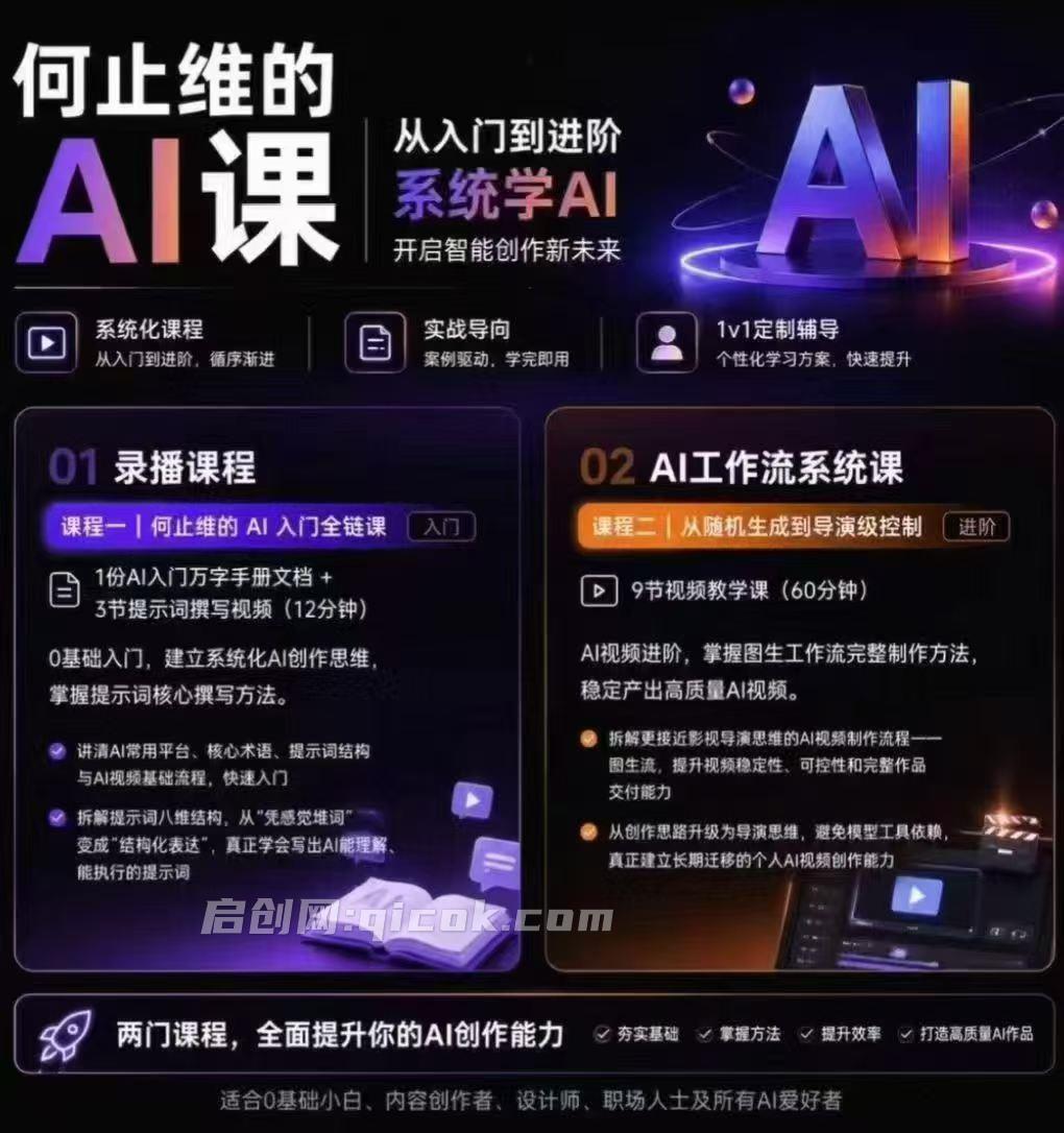 从入门到进阶系统学AI,开启智能创作新未来。两门课程,全面提升你的AI创作能力 从入门到进阶系统学AI,开启智能创作新未来。两门课程,全面提升你的AI创作能力