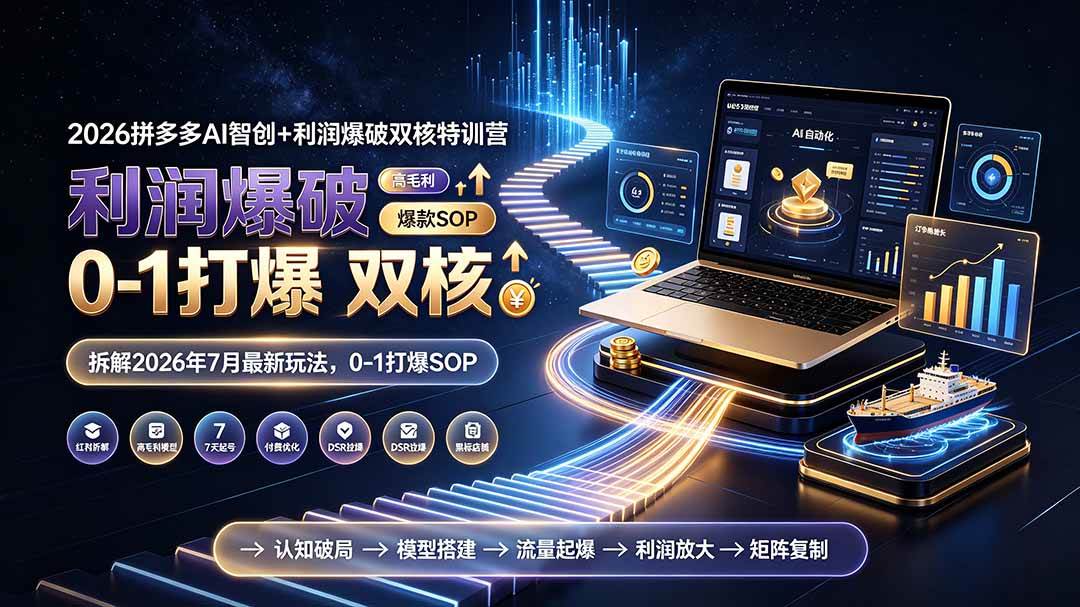 (19562期)2026拼多多AI智创+利润爆破双核特训营-更新:拆解2026年7月最新玩法,0-1打爆SOP-汇课新知资源网