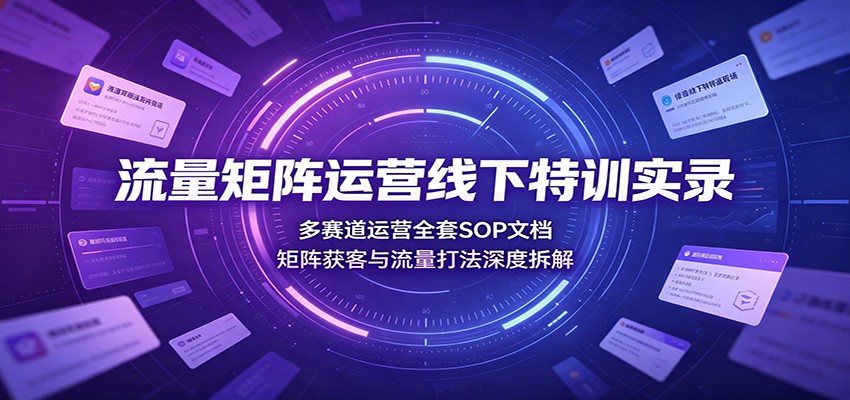 流量矩阵运营线下特训实录:多赛道运营全套SOP文档,矩阵获客与流量打法深度拆解-汇课新知资源网